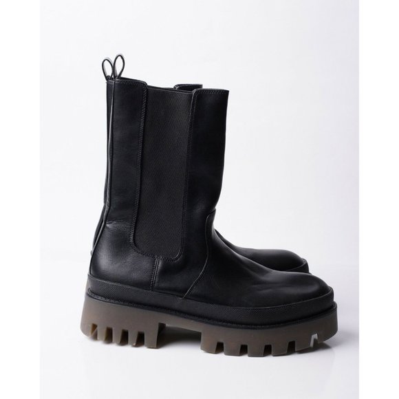 Bershka Womens Black Stretch Boots Pull On Chunky Gores Sz 10 Eu 41 NWT 1205/760 - Picture 7 of 8